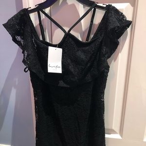 Black Lace Off the Shoulder Dress Love Fire XS